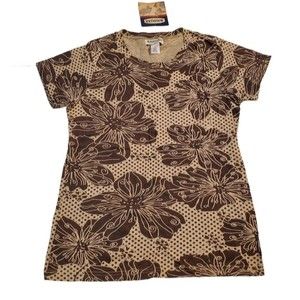 Vintage Magellan Womens M Floral Brown Tshirt Cotton
